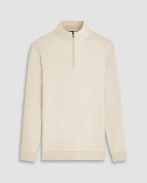 HEATHERED MICRO PRINT 1/4 ZIP PULLOVER - SAND