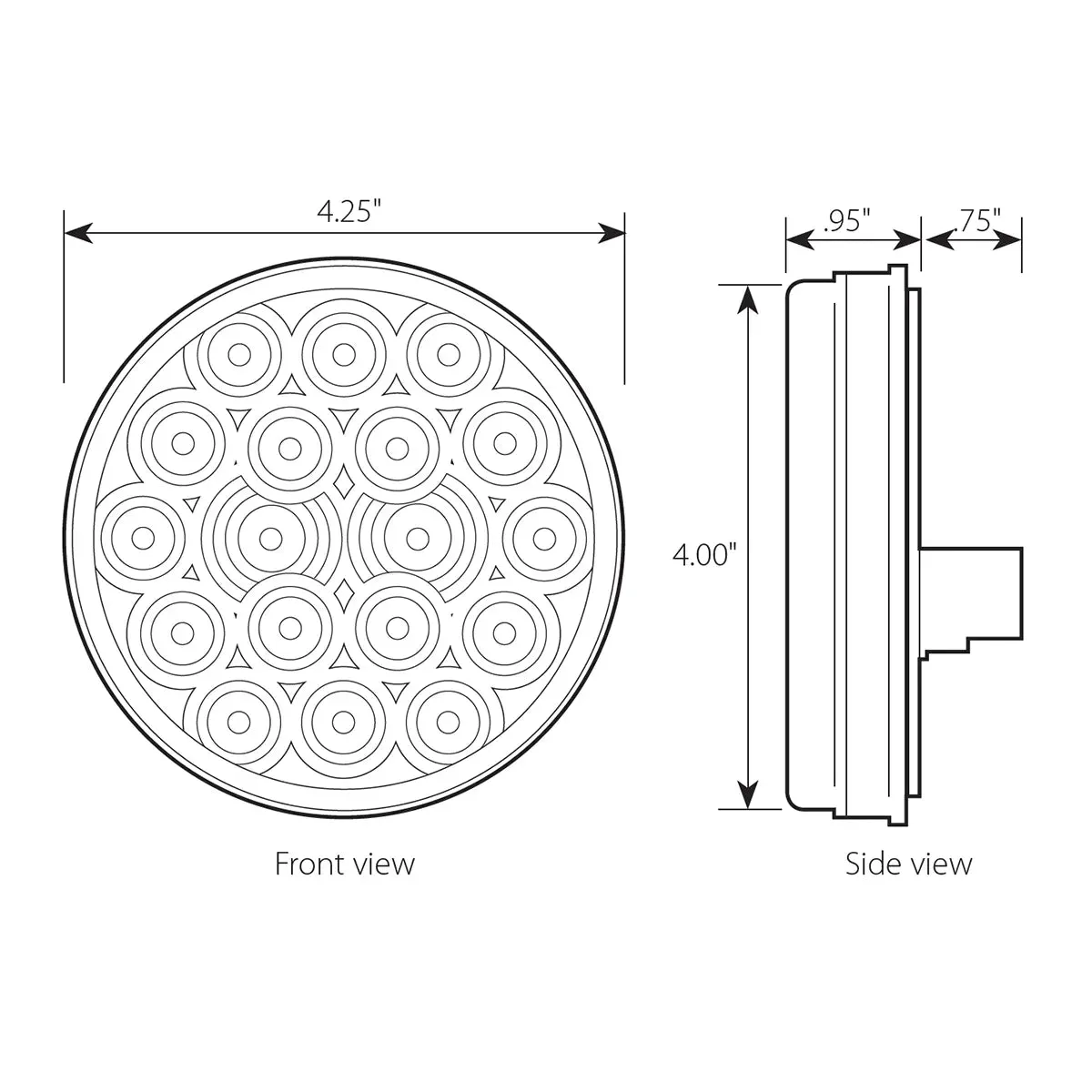 4" FLEET RED/RED 18 LED LIGHT W/ GROMMET & PIGTAIL