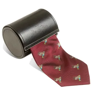 ALAN PAINE Ripon Silk Tie - Duck Design - Bordeaux