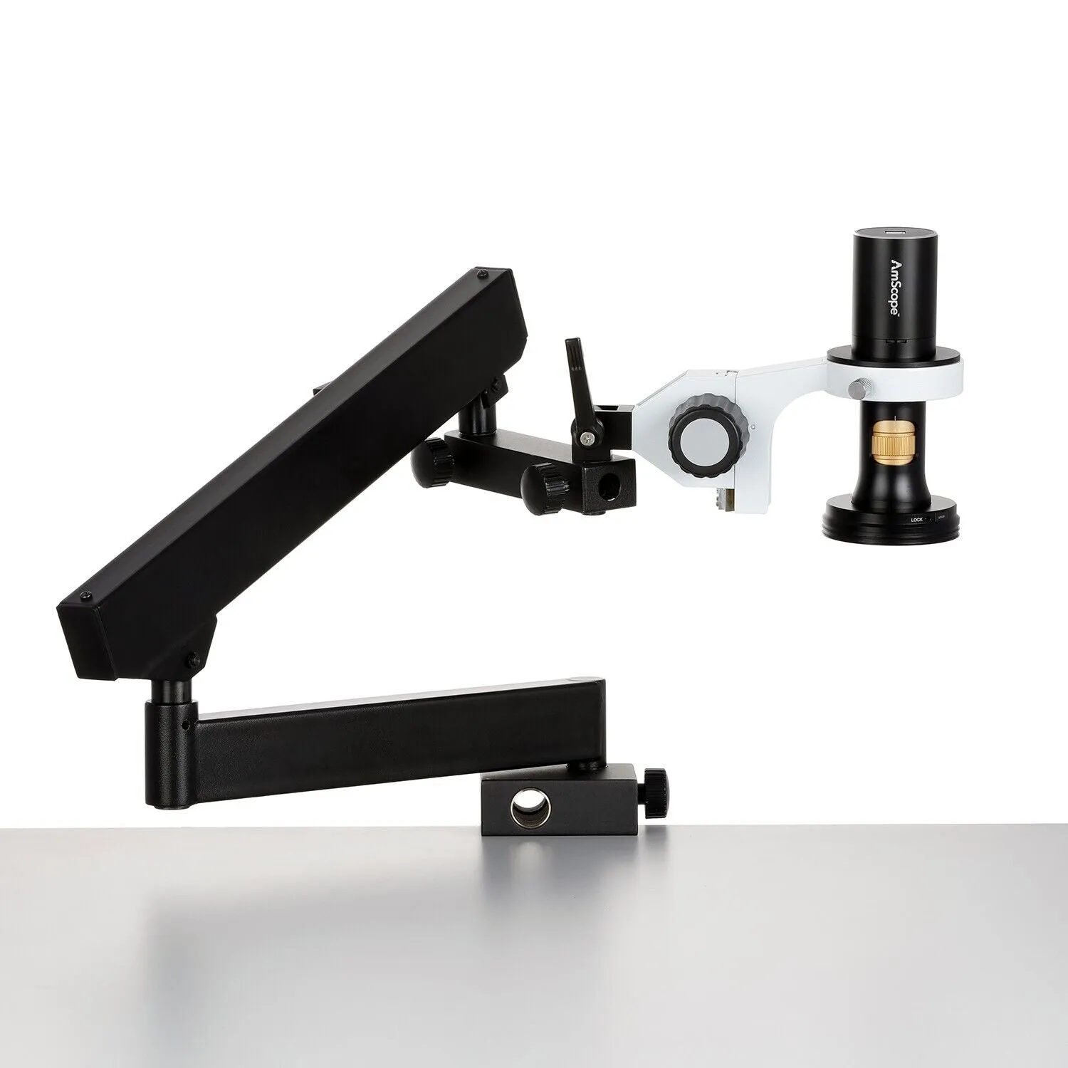 AmScope DM756 Series 8.3MP All-in-One USB Digital Microscope 0.35X-11.2X Magnification with Zoom Optics on Articulating Arm