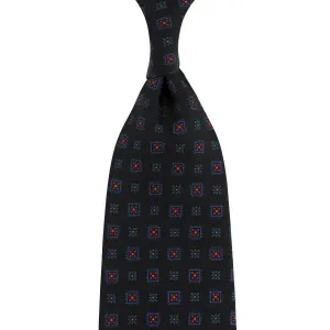 Ancient Madder Silk Tie - Black - Hand-Rolled