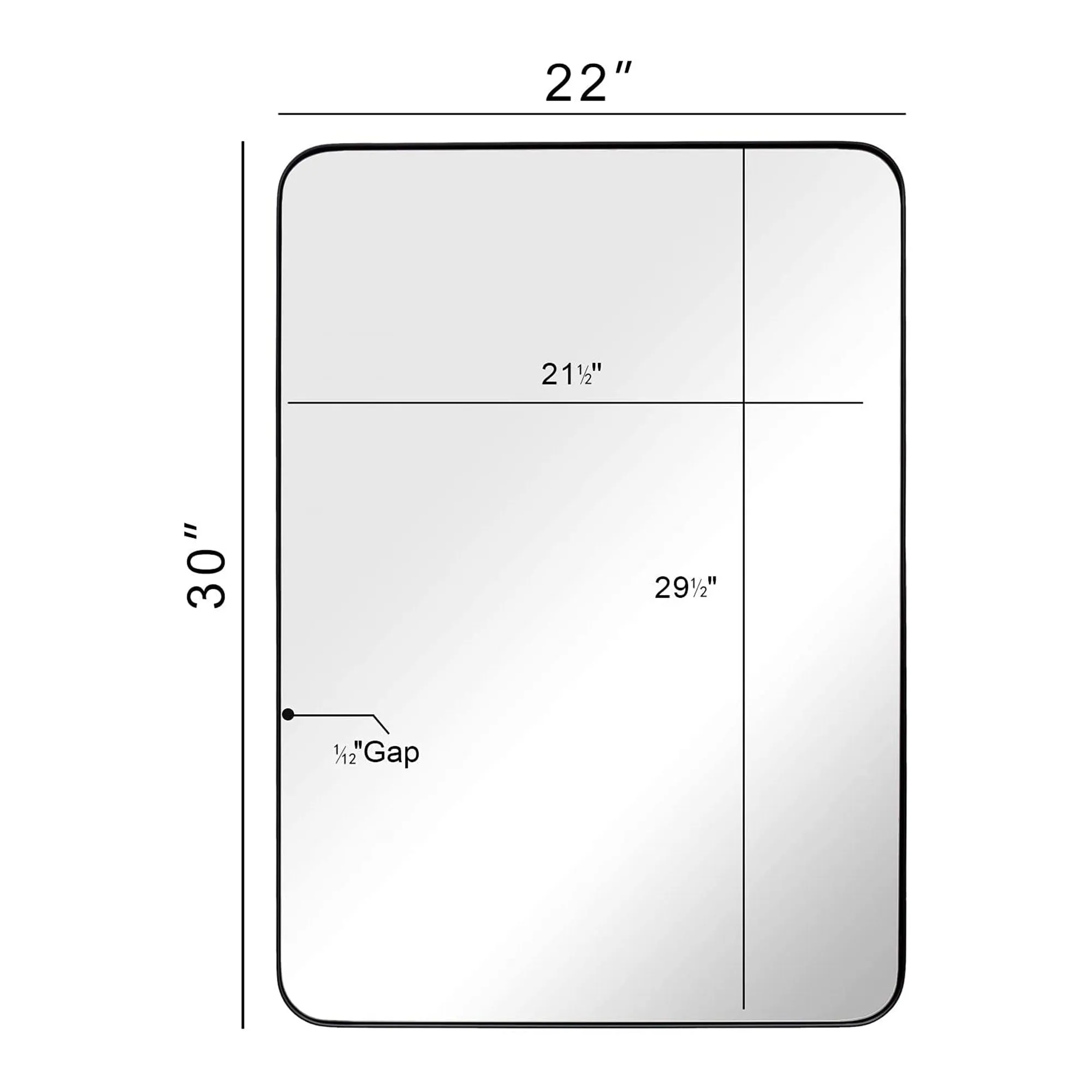 ANDY STAR 22"x30" Rectangular Hanging Bathroom Mirror, Matte Black (For Parts)