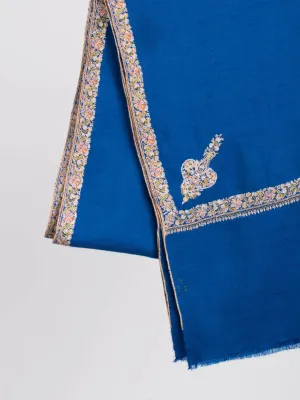 Blue Hashia Embroidered Indian Cashmere Wrap - SONOMA