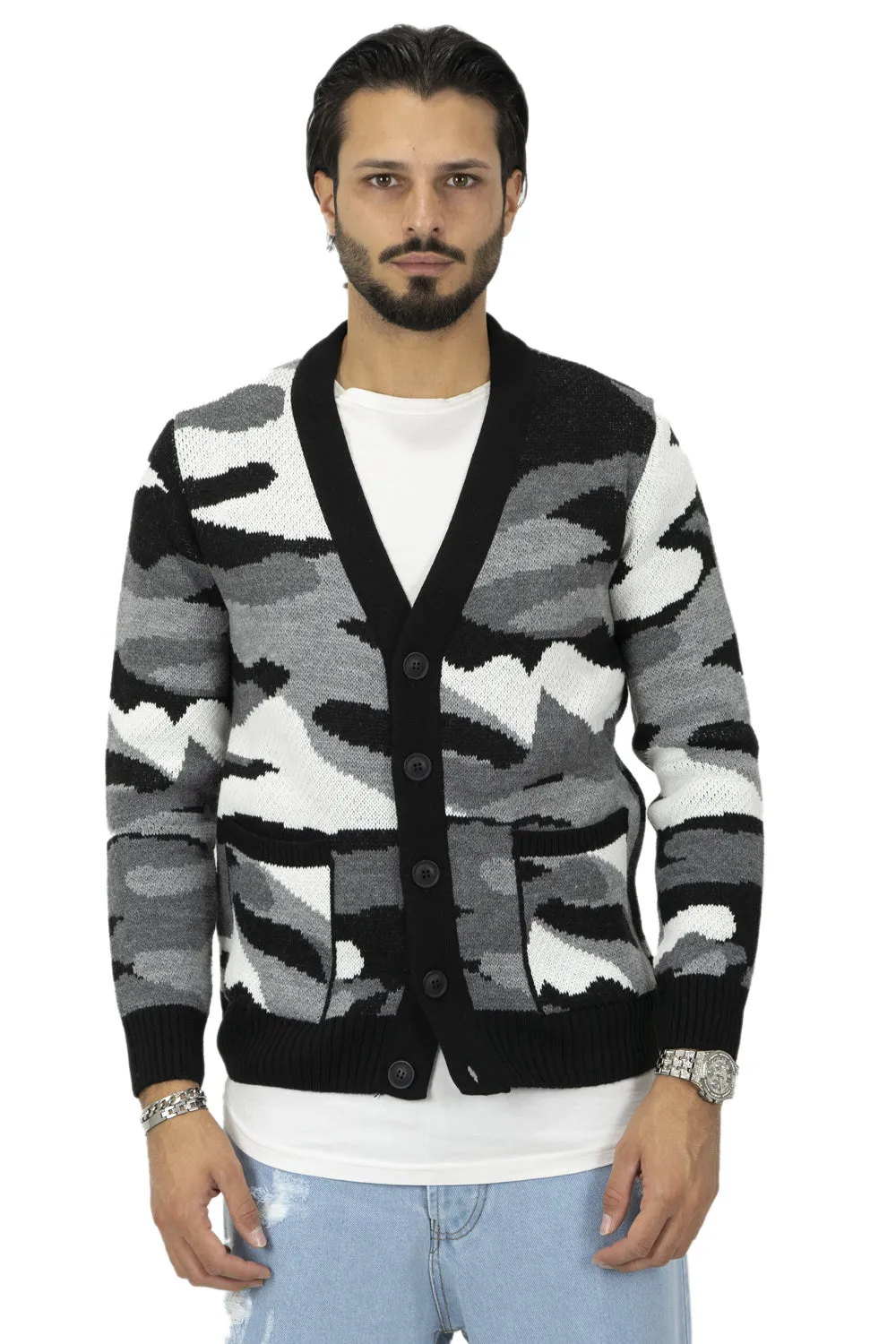 Cardigan Maglione Uomo Camouflage Art. Mg93