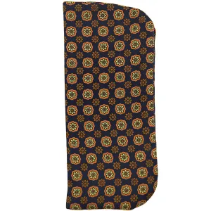 Floral Printed Silk Glasses Case - Navy