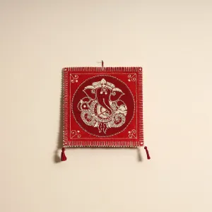 Ganesha - Aipan Art Hand Embroidered Wall Hanging