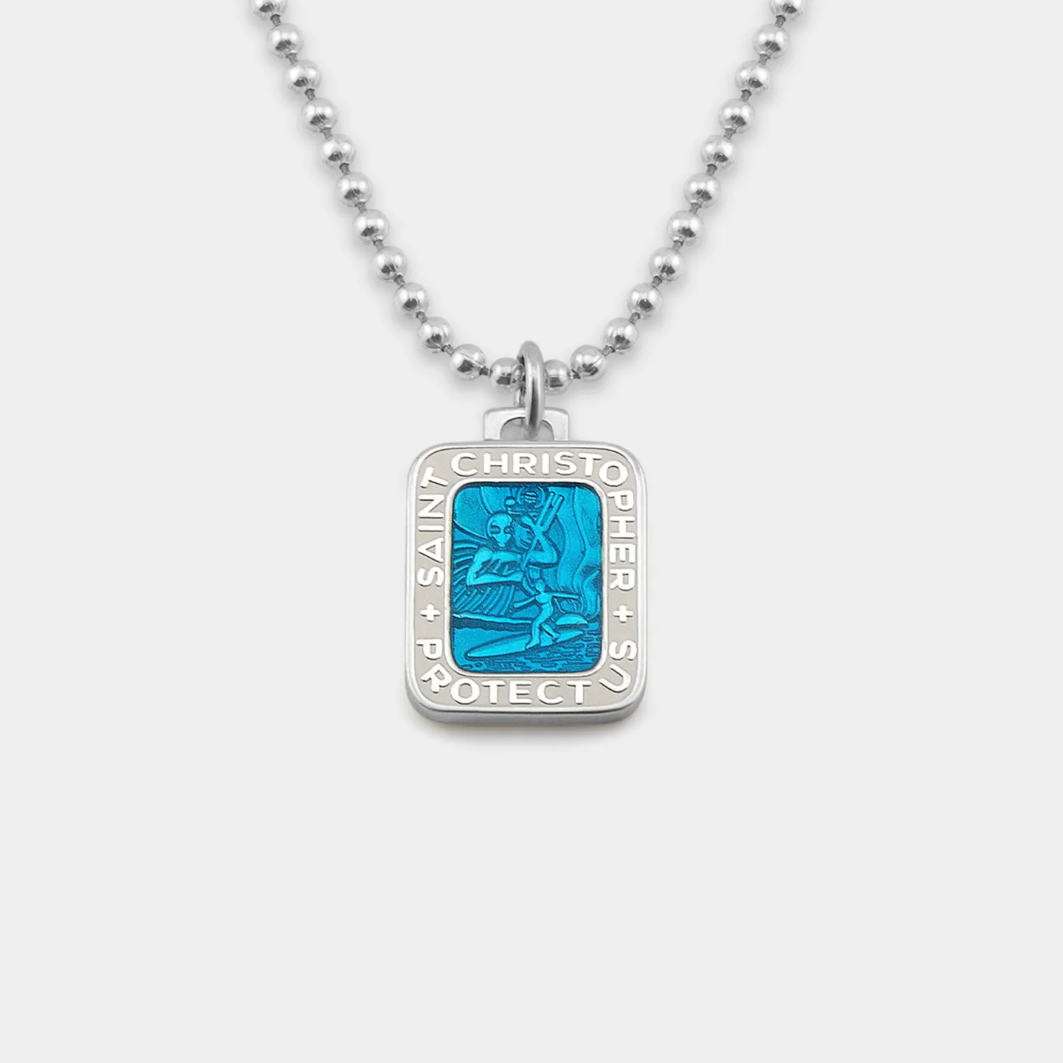 GETBACK SUPPLY RECTANGLE NECKLACE - AQUA/WHITE