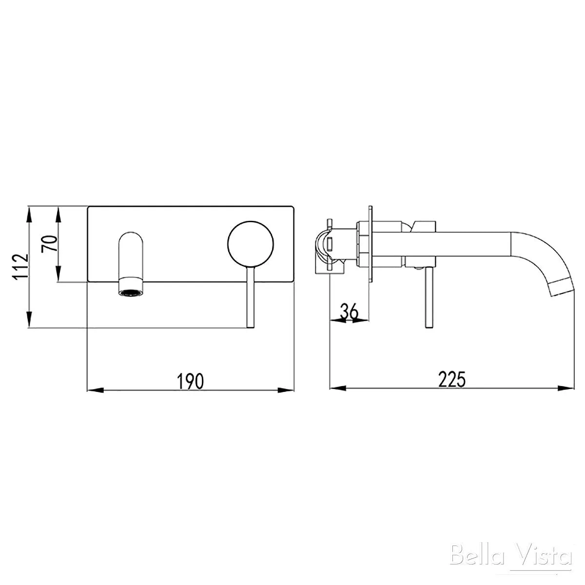 Hali Wall Basin Mixer Matte Black