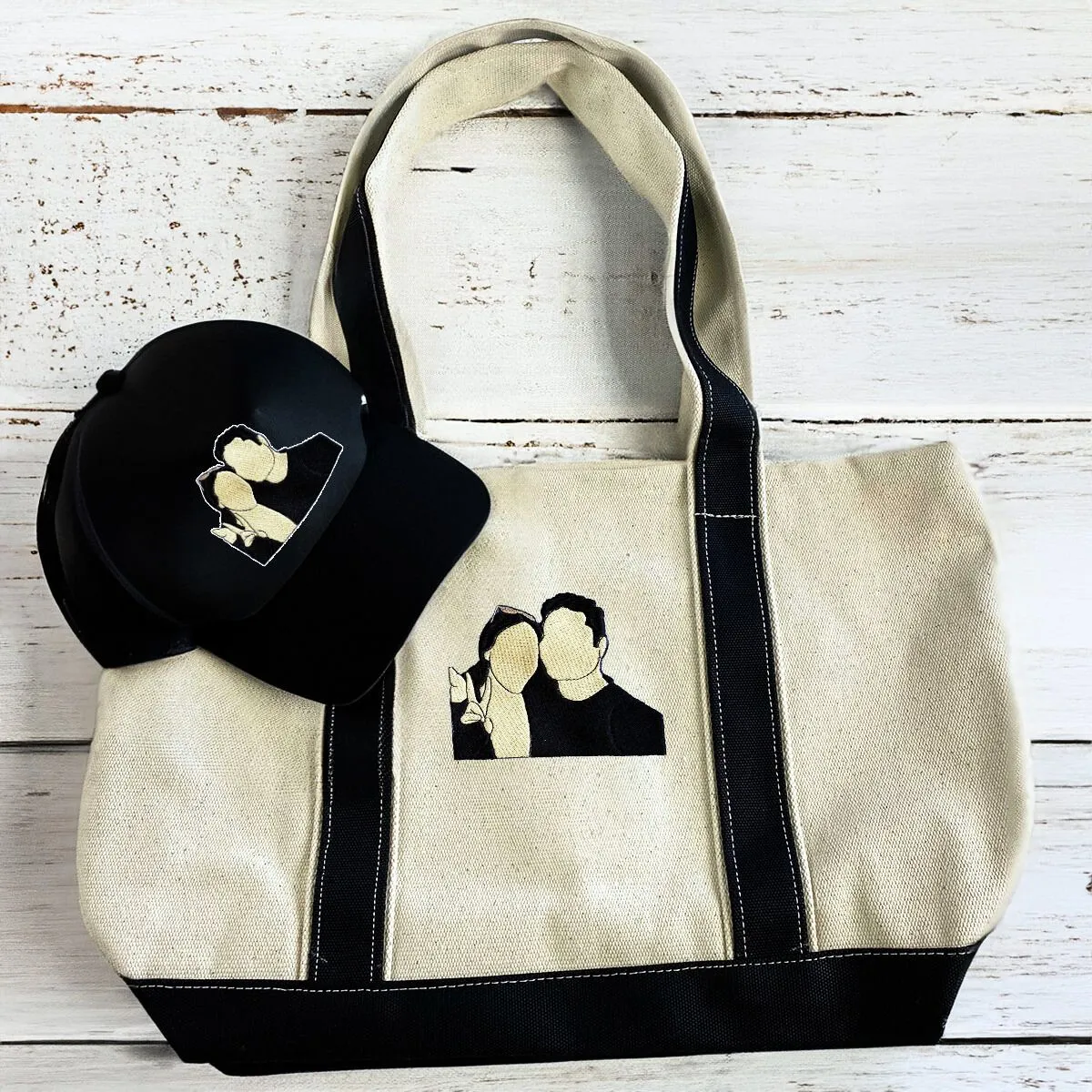 His & Hers Twin Pack: Embroidered Hat & Tote Bag