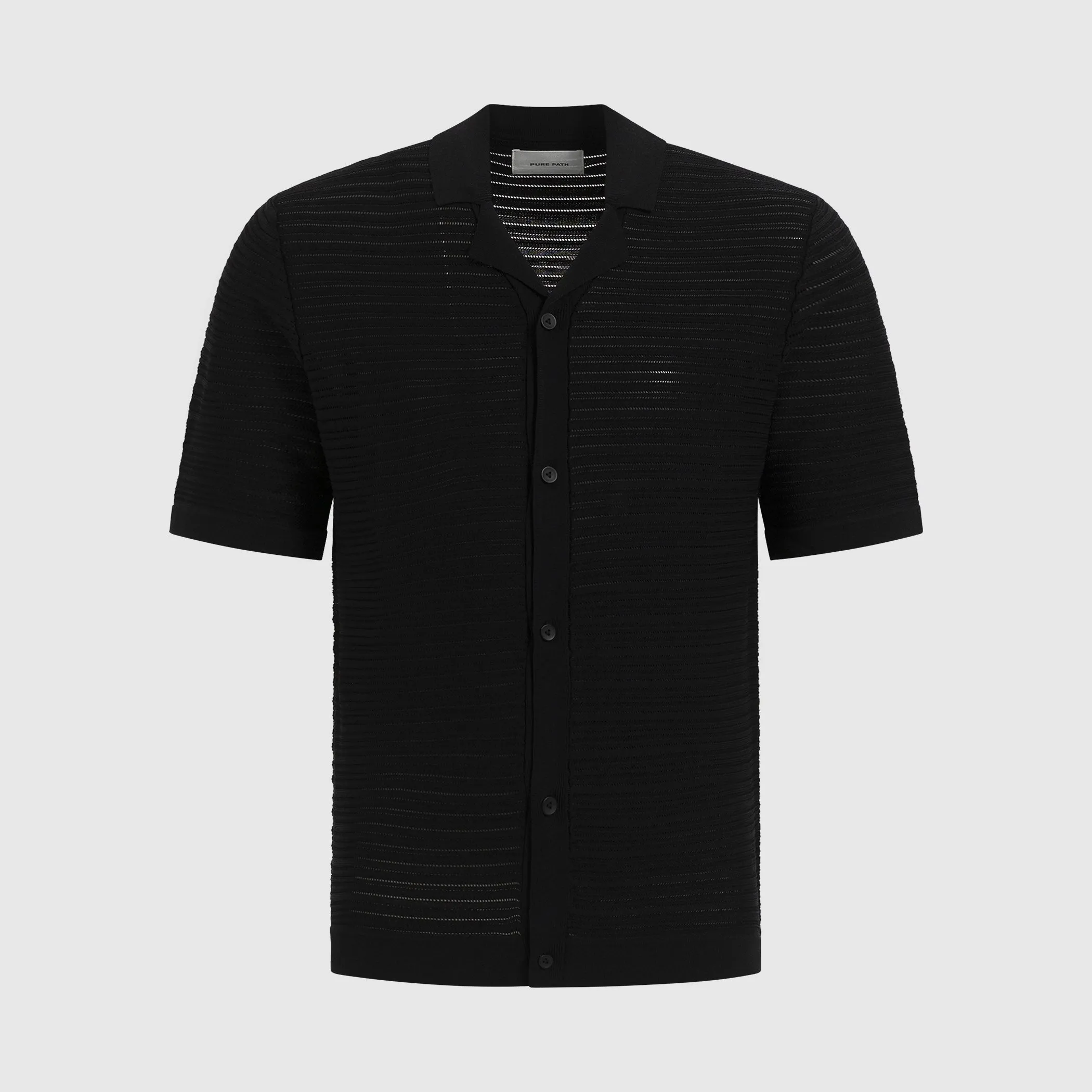 Horizontal Striped Knitwear Shirt | Black