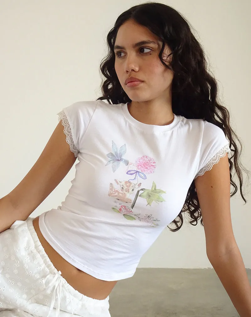 Izzy Top in White Floral Bunch