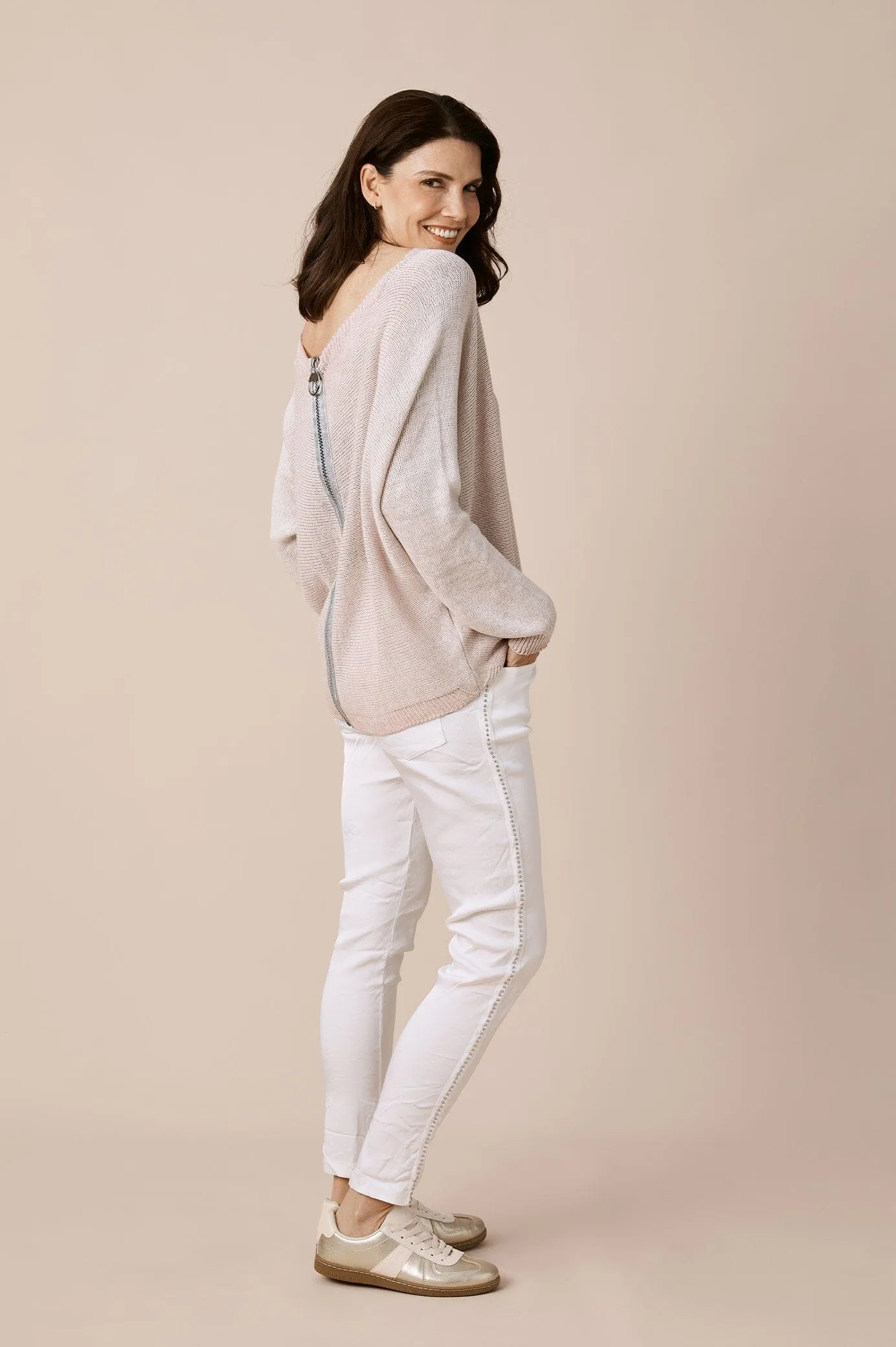 Kyle Zipped Cardigan Blush Shimmer