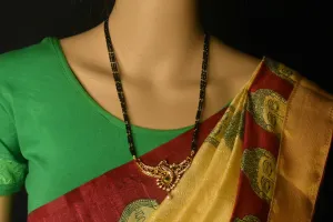 Matte Peocock Pendent Black Beeds Mangalsutra Chain