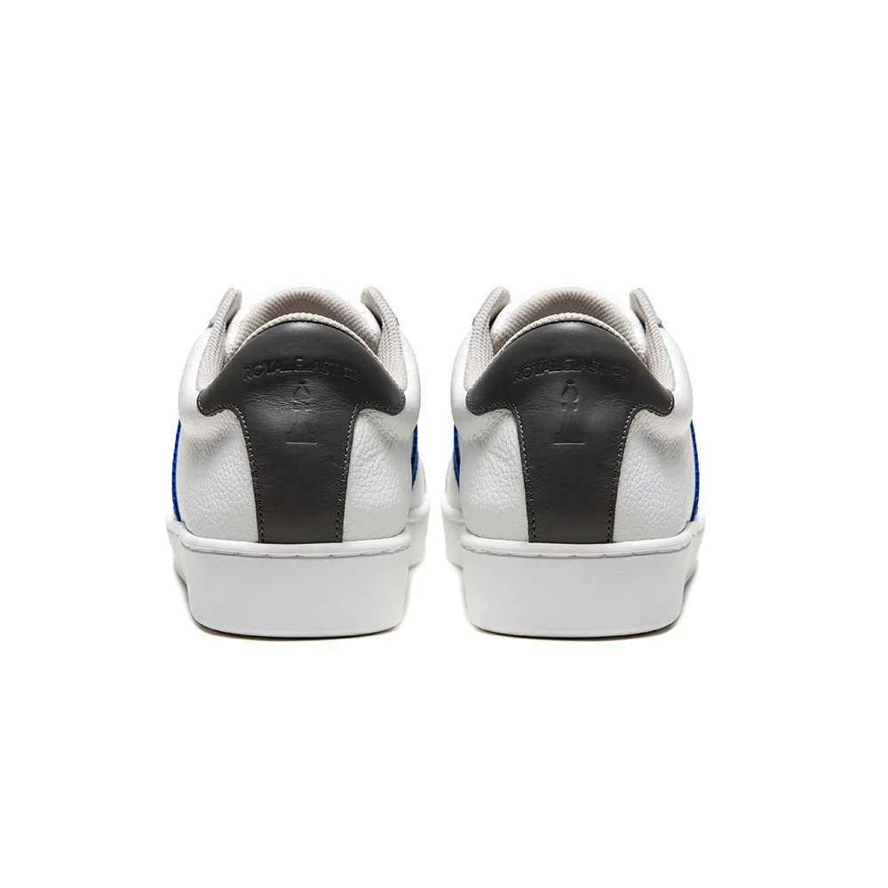 Men's Bishop White Blue Leather Sneakers 01741-058