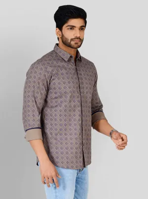 Opal Grey Printed Slim Fit Casual Shirt | JadeBlue