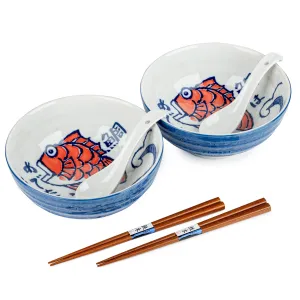 Red Fish Japanese Ramen Noodle Bowl Gift Set