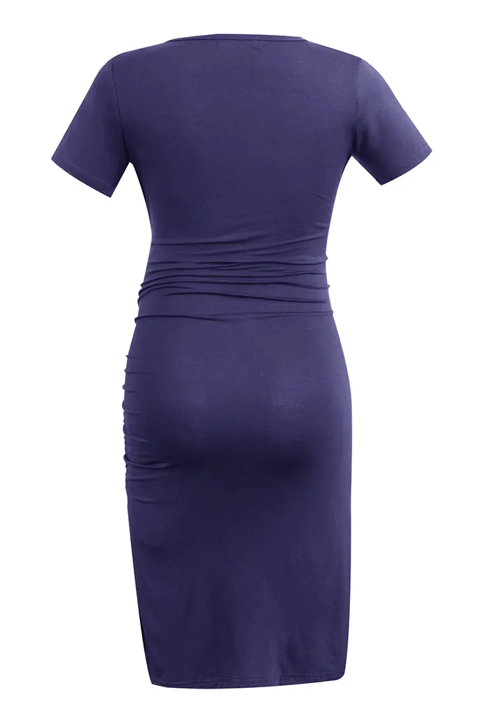 Smallshow V-Neck Fitted Maternity Wrap Dress