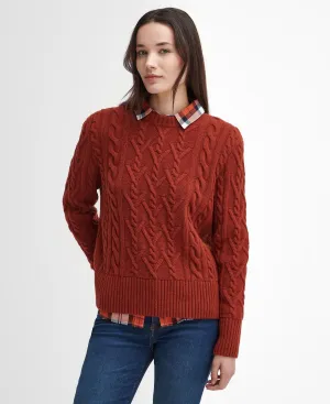 Solway Cable-Knit Crew Neck Jumper - Spiced Pumpkin