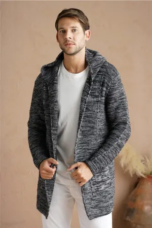 Tarz Cool Men's Smoked Blend Hooded Knitwear Cardigan