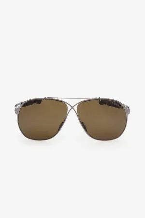 Tom Ford oversized sporty pilot sunglasses with brown lenses