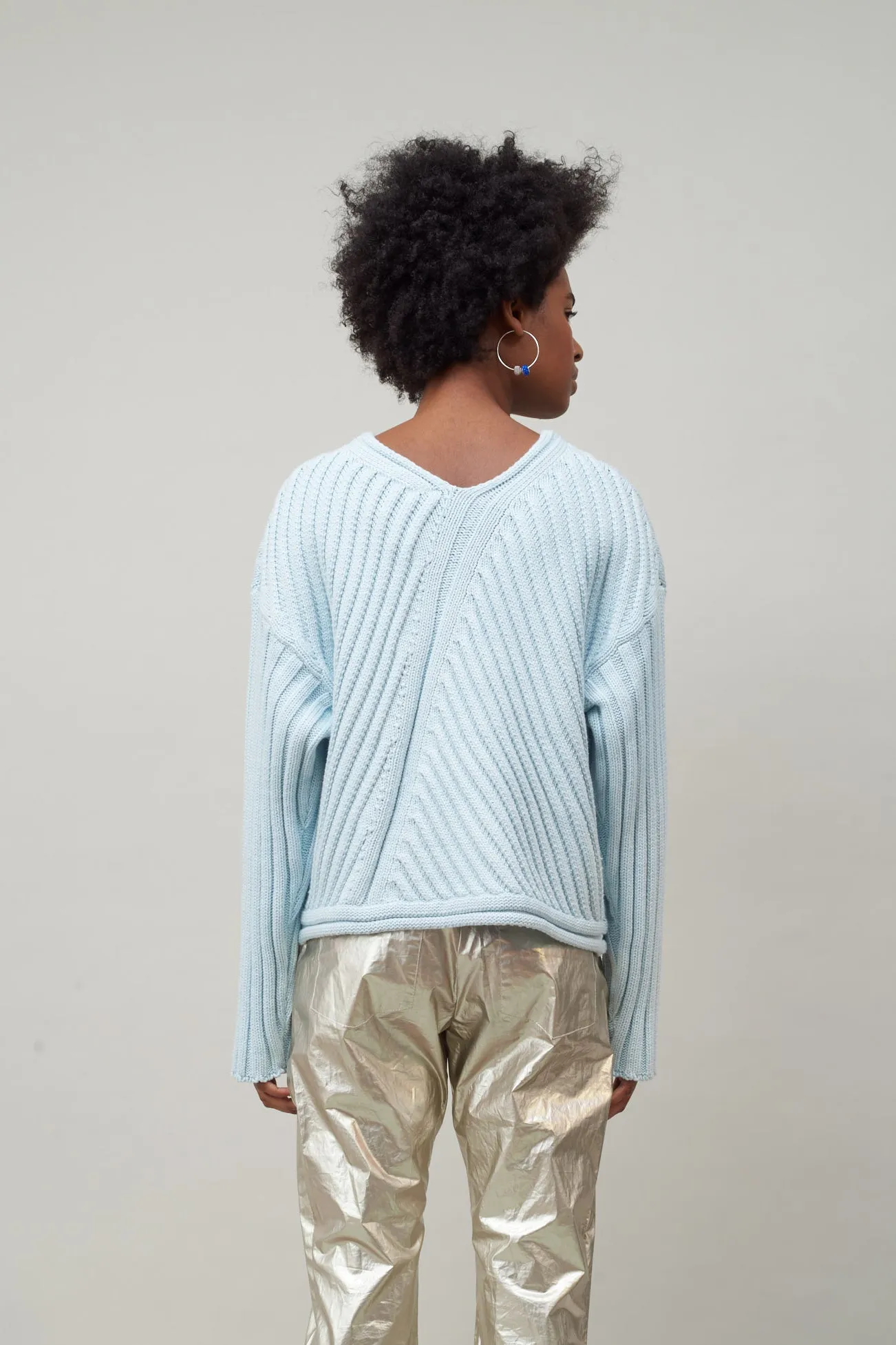 TRANSFER RIB SWEATER - SKY