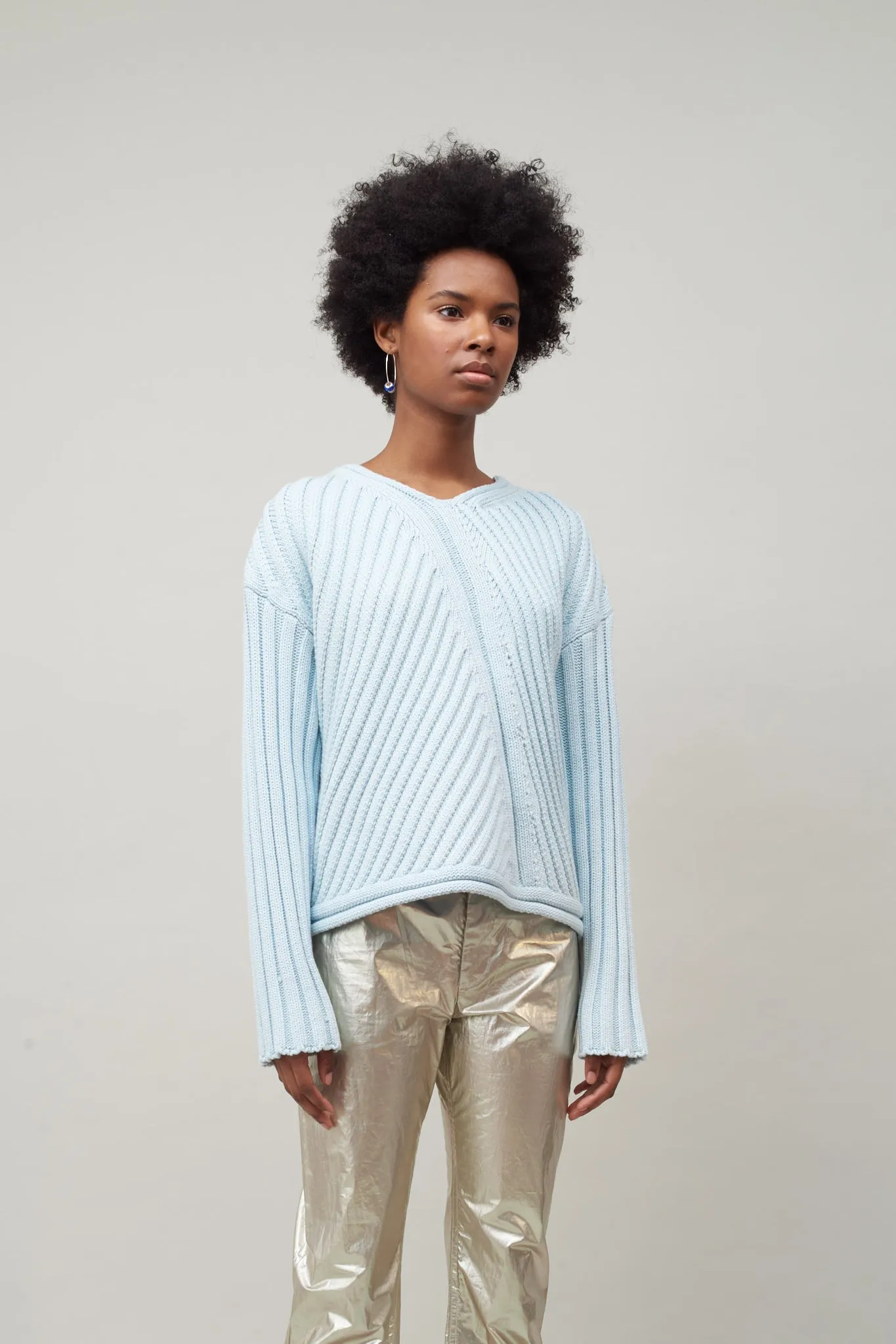 TRANSFER RIB SWEATER - SKY