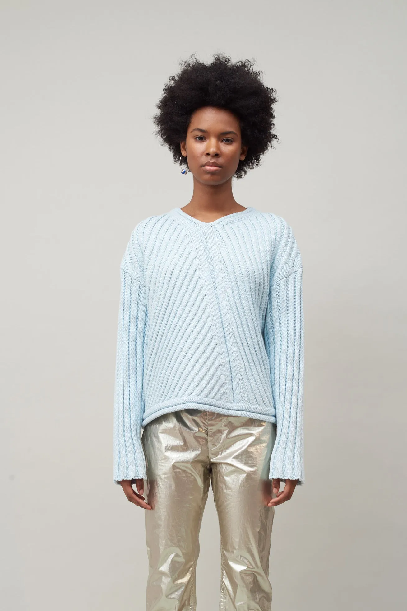 TRANSFER RIB SWEATER - SKY