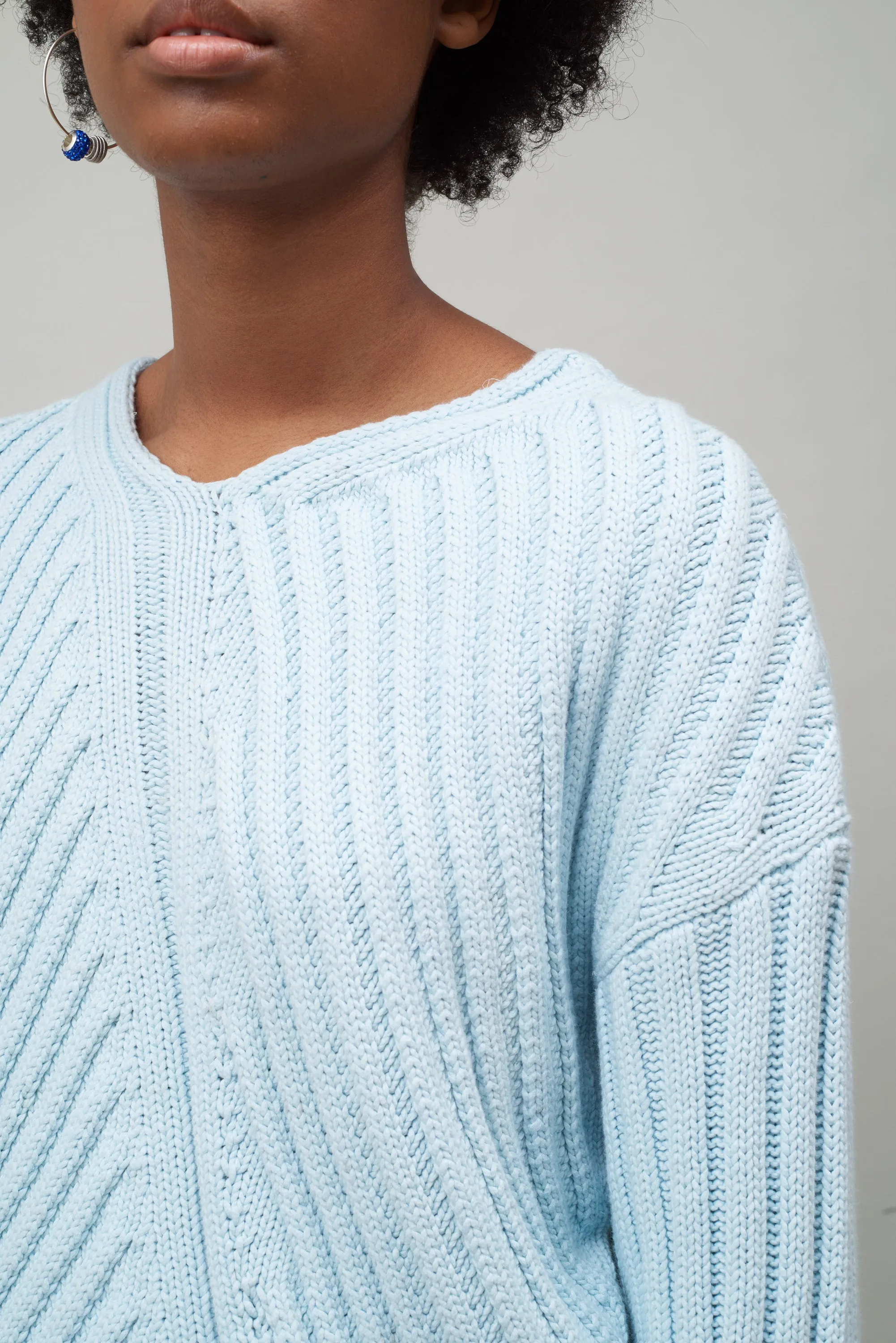 TRANSFER RIB SWEATER - SKY