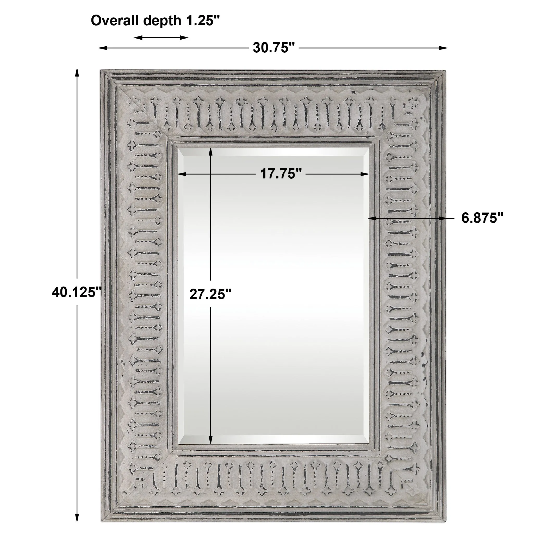 Uttermost Argenton Aged Gray Rectangle Mirror