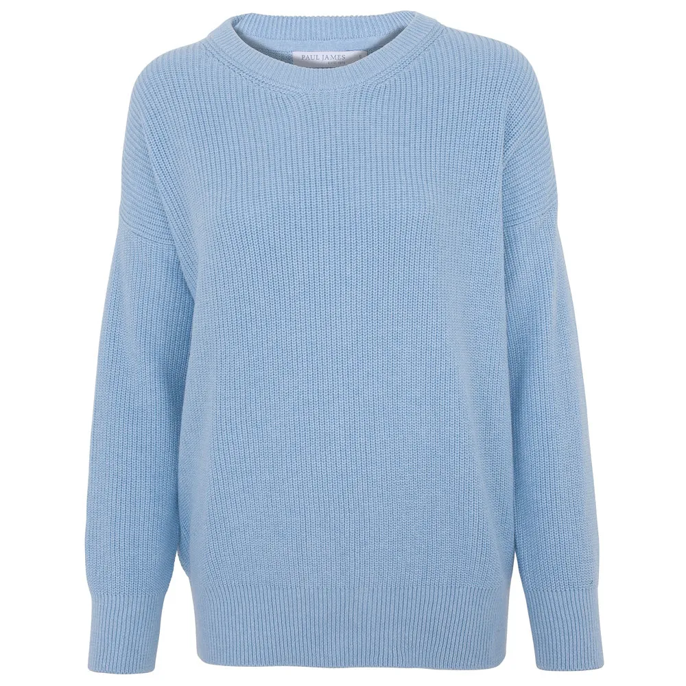 Womens Cotton Ribbed Crew Neck Jumper