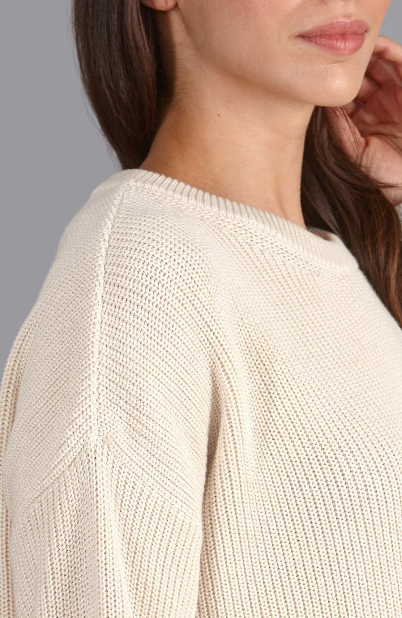 Womens Cotton Ribbed Crew Neck Jumper